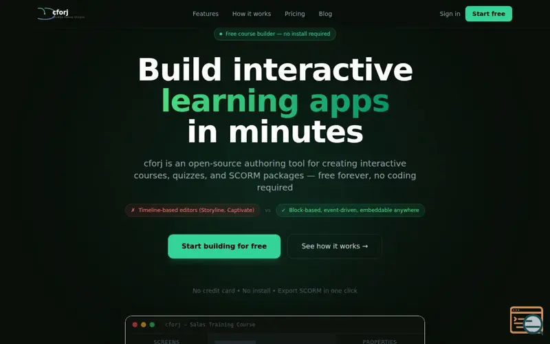 Screenshot of cforj — Course Forge Studio