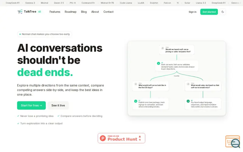 Screenshot of TalkTree
