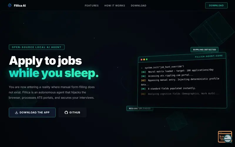 Screenshot of Fillica - The Job Automation Multiverse