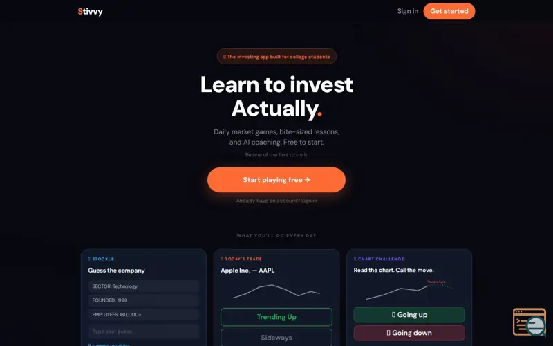 Screenshot of Stivvy Beta, a launch using Finnhub