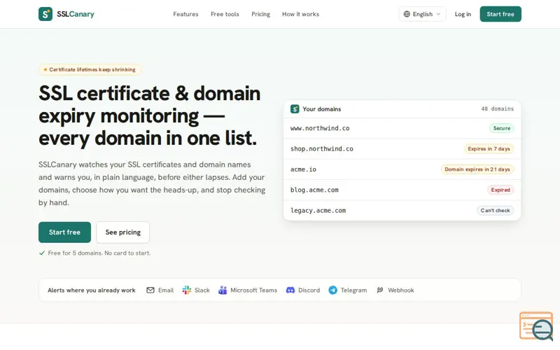 Screenshot of SSLCanary