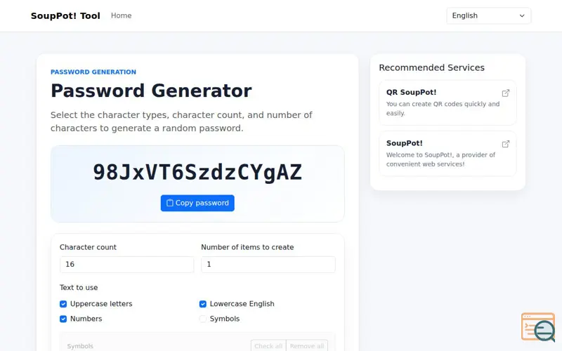 Screenshot of Password Generator