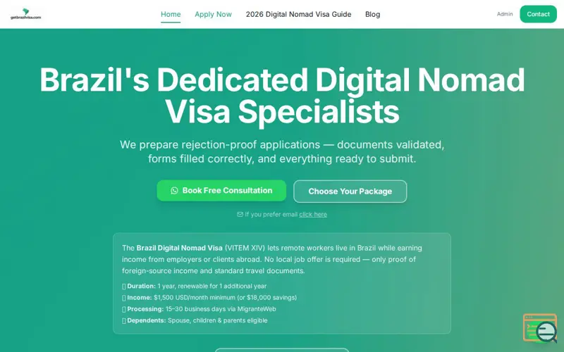 Screenshot of Brazil Digital Nomad Visa