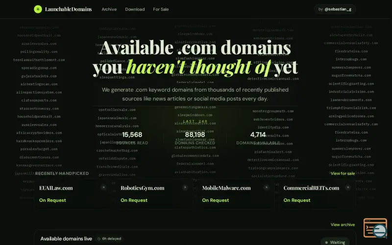 Screenshot of LaunchableDomains