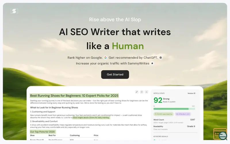 Screenshot of SammyWrites