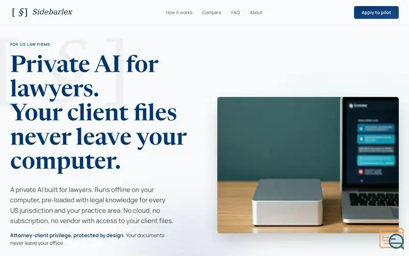 Screenshot of Sidebarlex - Local AI for lawyers,