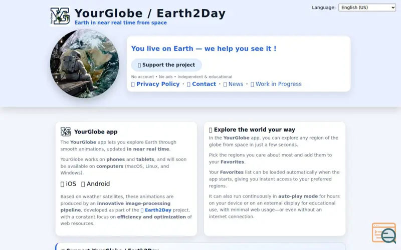 Screenshot of YourGlobe