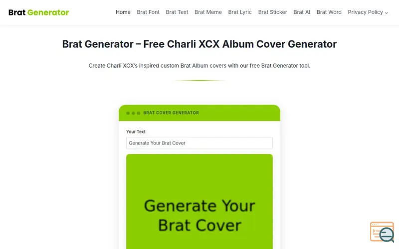 Screenshot of Brat Generator, a launch using Splide