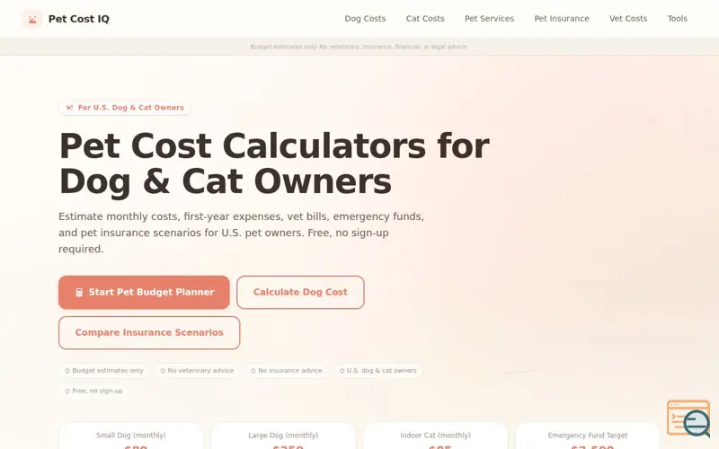 Screenshot of Pet Cost IQ