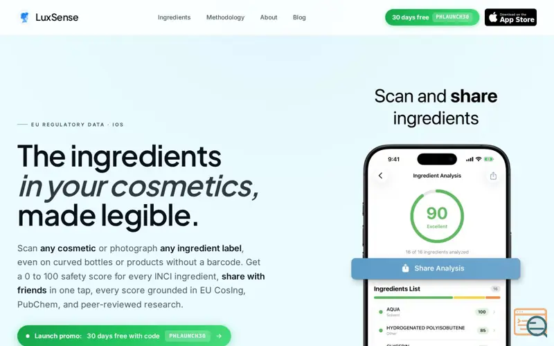 Screenshot of LuxSense: Cosmetic Scanner