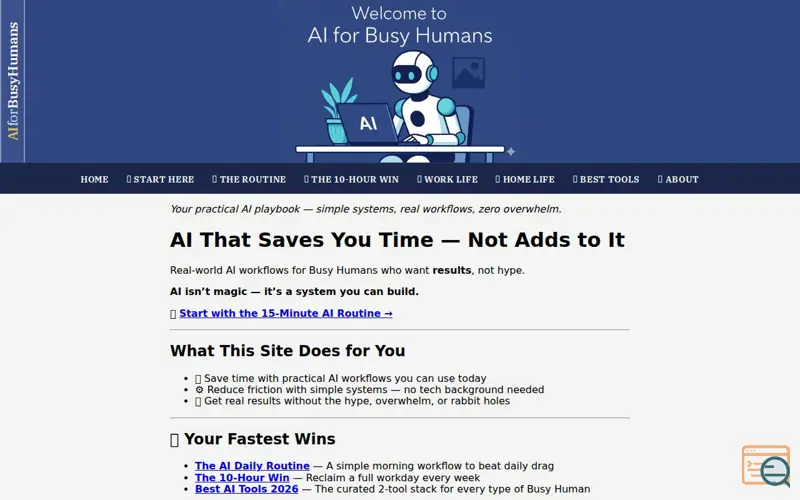 Screenshot of AI for Busy Humans