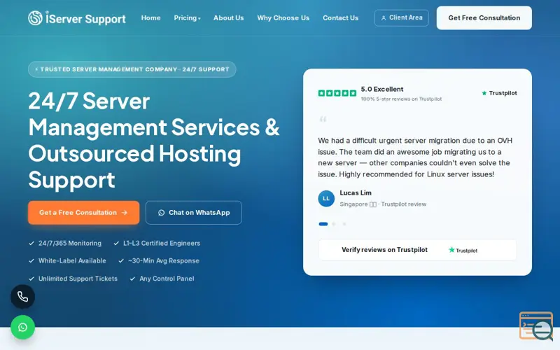 Screenshot of iServerSupport