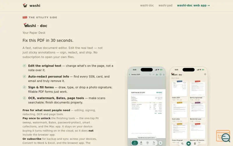 Screenshot of Washidoc