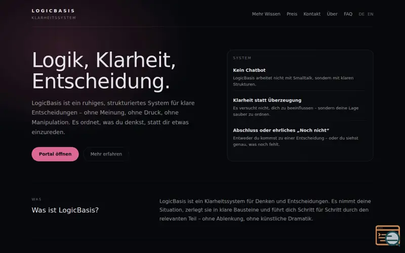 Screenshot of LogicBasis, a launch using Sui Inter