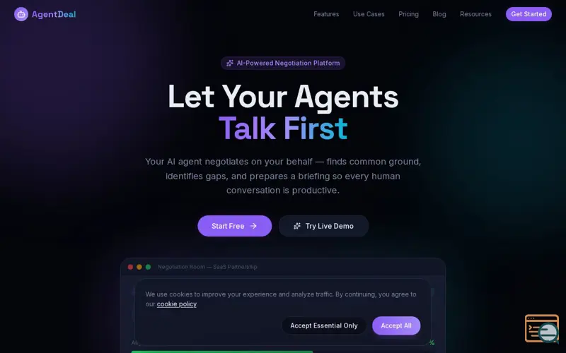 Screenshot of AgentDeal, a launch using Motion