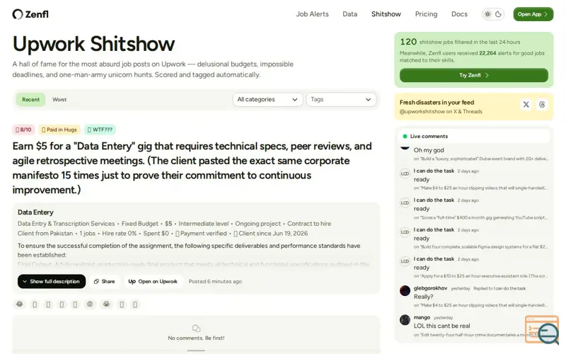 Screenshot of Upwork Shitshow