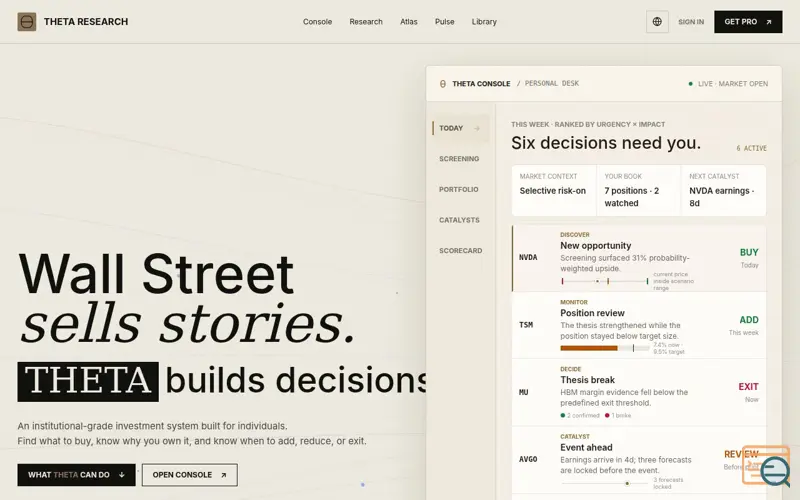 Screenshot of Theta Research
