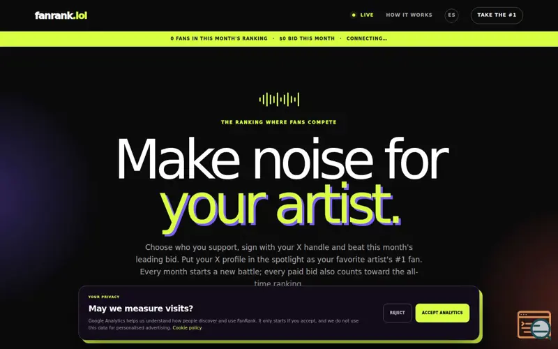 Screenshot of fanrank.lol
