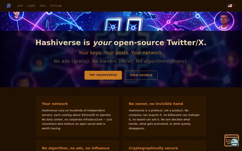 Screenshot of Hashiverse