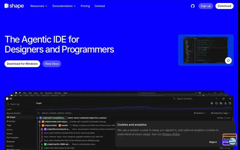 Screenshot of Shape: Agentic IDE for designers and programmers