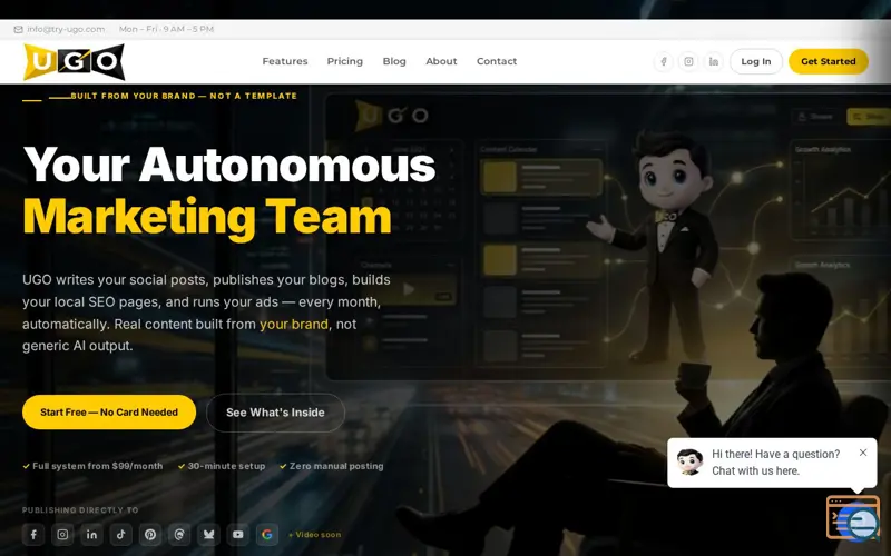 Screenshot of UGO — Autonomous Marketing