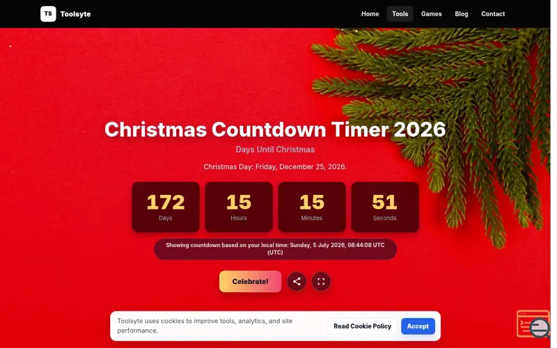 Screenshot of Christmas Countdown Timer