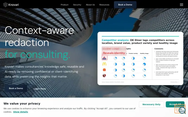 Screenshot of Knovari - Redaction for Consultancies