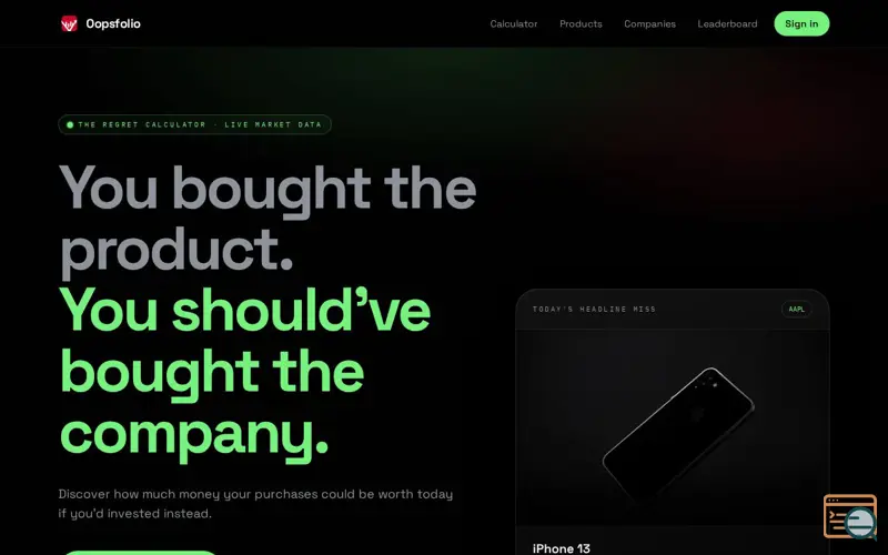 Screenshot of Oopsfolio