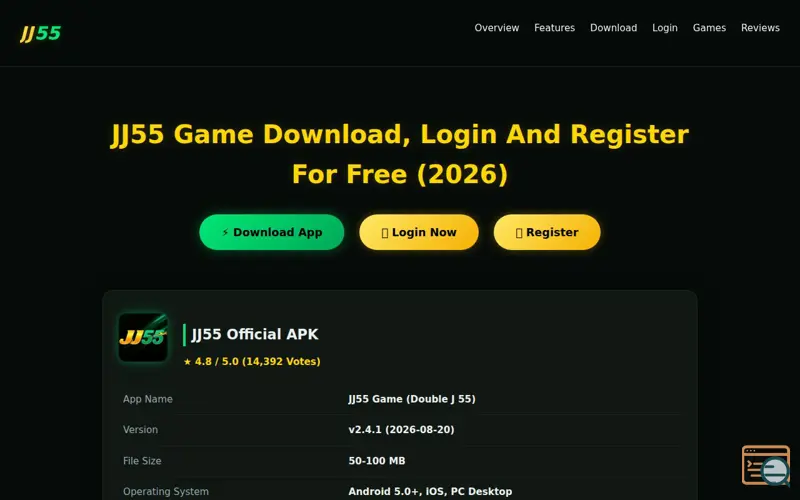 Screenshot of JJ55 Game App