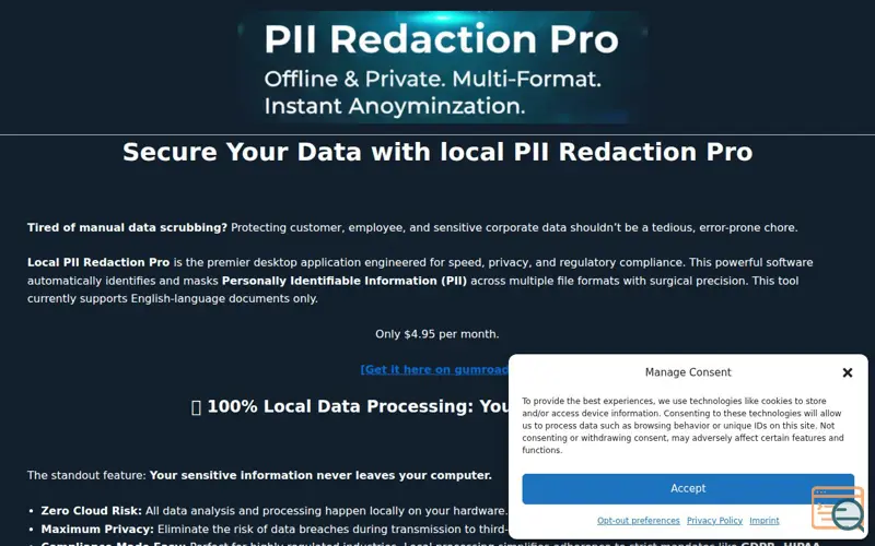 Screenshot of pii-redaction.com