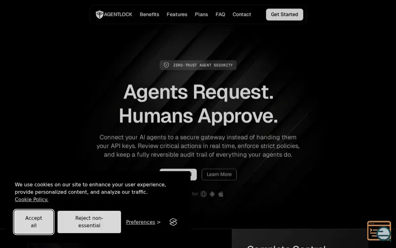 Screenshot of Agentlock, a launch using Silktide