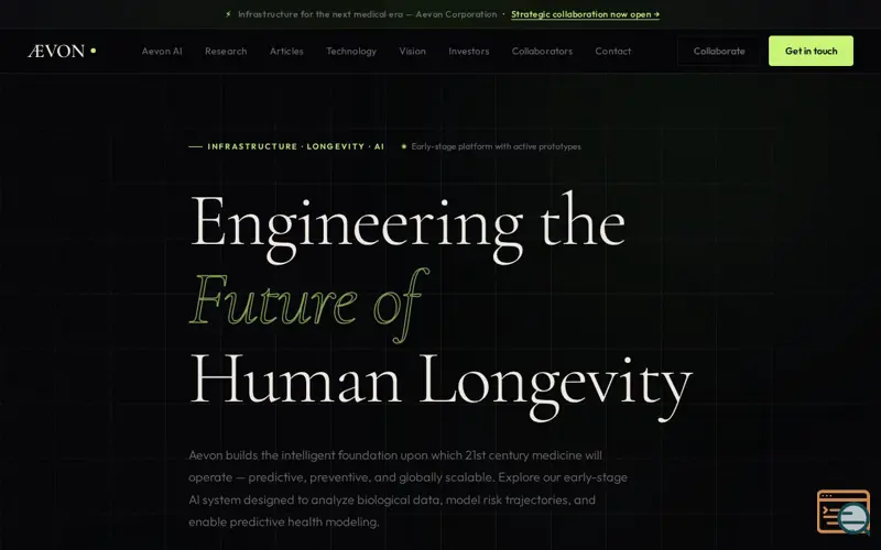 Screenshot of Aevon Corporation