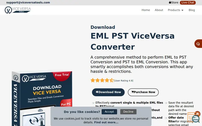 Screenshot of ViceVersa EML PST Switcher