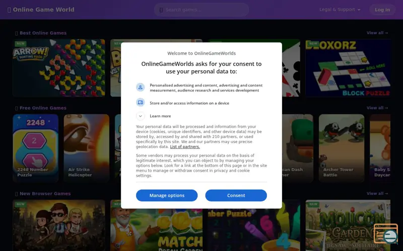 Screenshot of OnlineGameWorlds