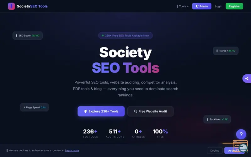 Screenshot of Society SEO Tools