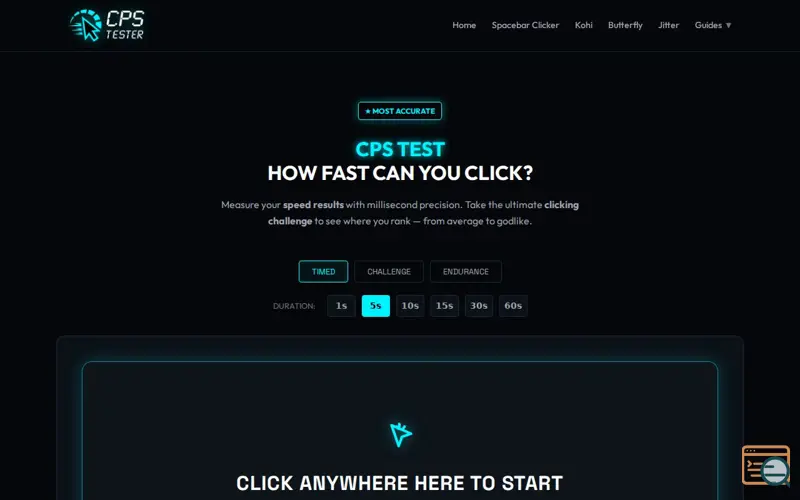 Screenshot of CPS Test — Click Speed Test