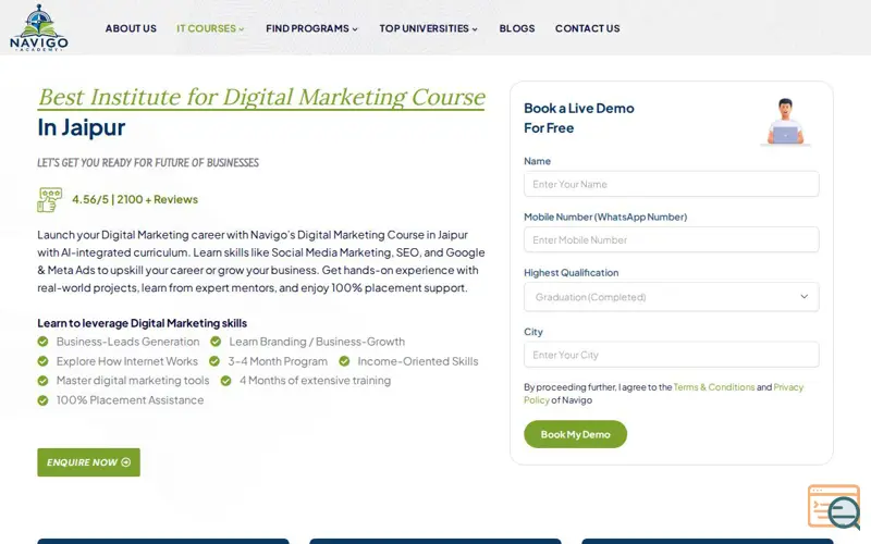 Screenshot of Digital Marketing course 