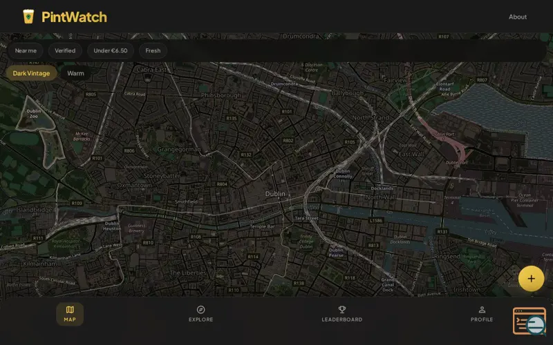 Screenshot of PintWatch Ireland