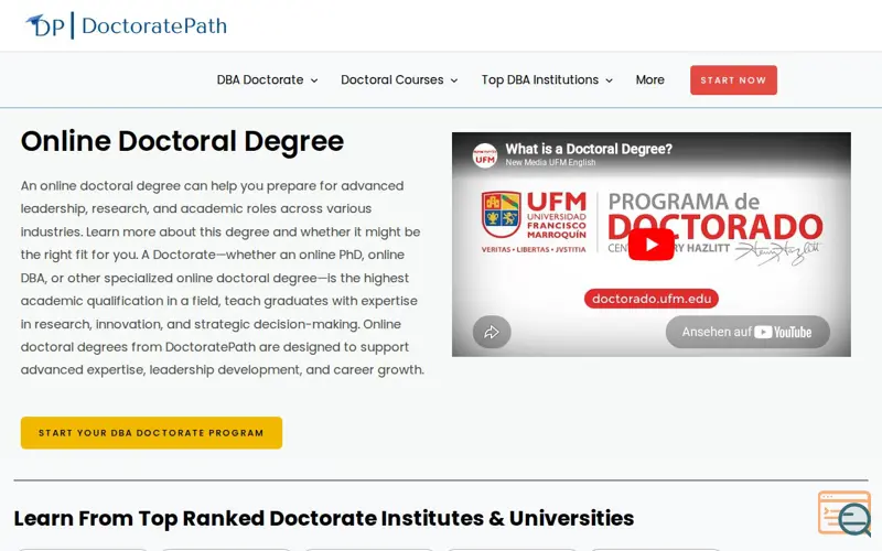 Screenshot of DoctoratePath