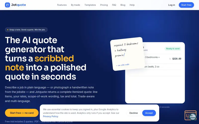 Screenshot of Jotquote