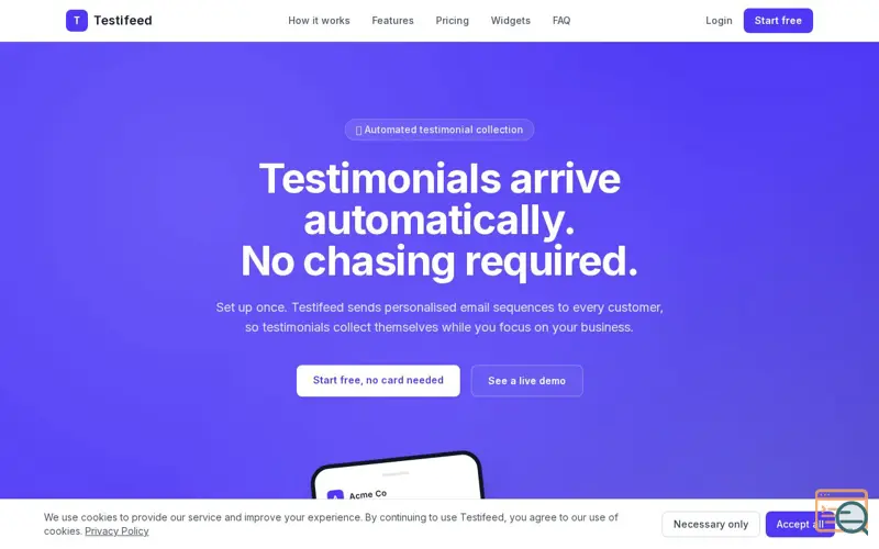 Screenshot of Collect Testimonials seamlessly
