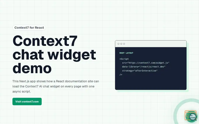Screenshot of Add AI chat to any docs site with one script tag