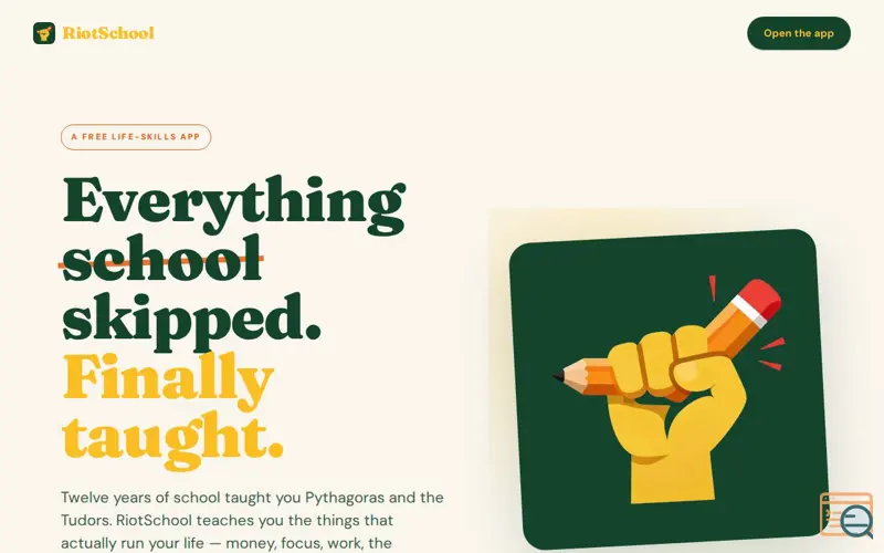 Screenshot of RiotSchool