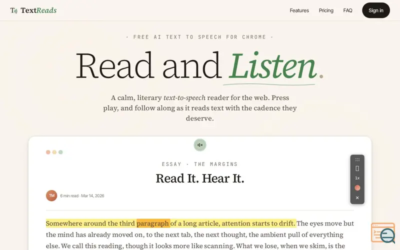 Screenshot of TextReads