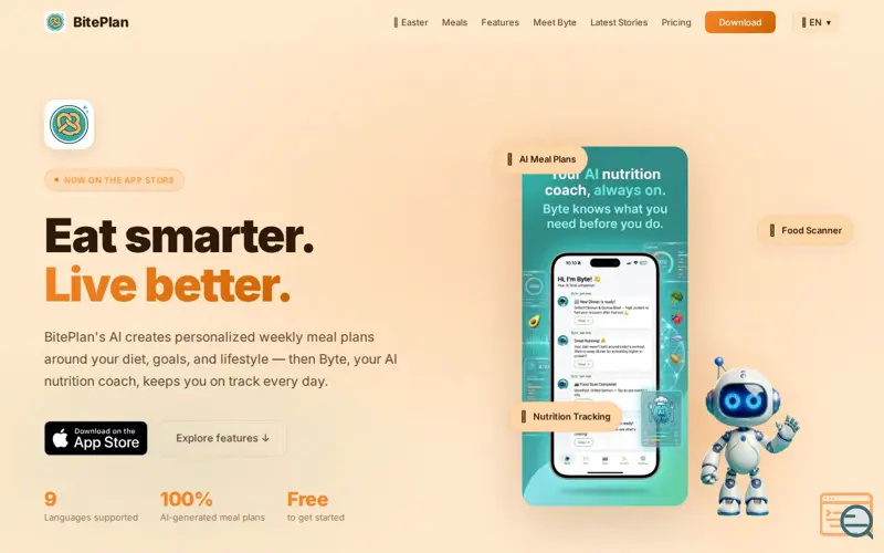 Screenshot of BitePlan