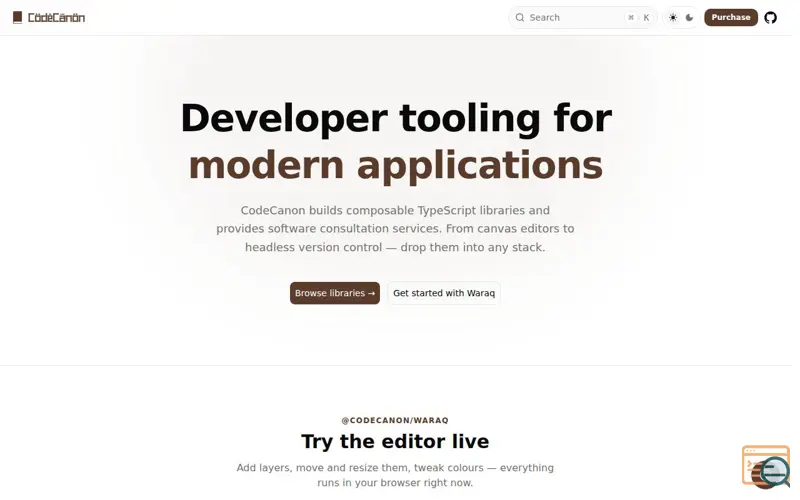 Screenshot of CodeCanon — Software & Consultation