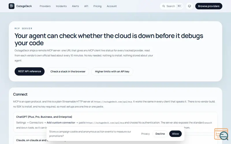 Screenshot of Outagedeck