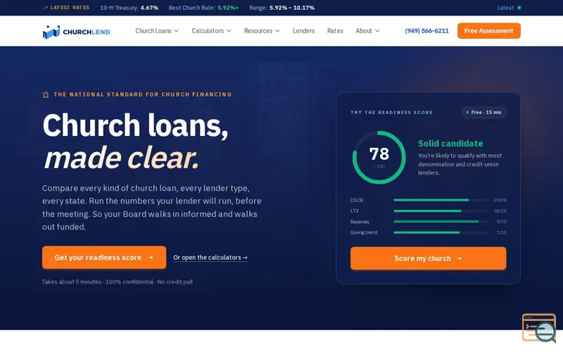 Screenshot of ChurchLend