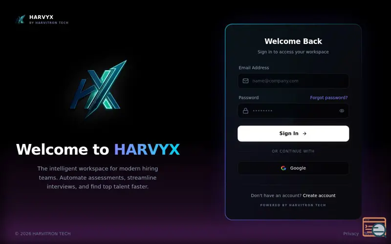 Screenshot of HARVYX