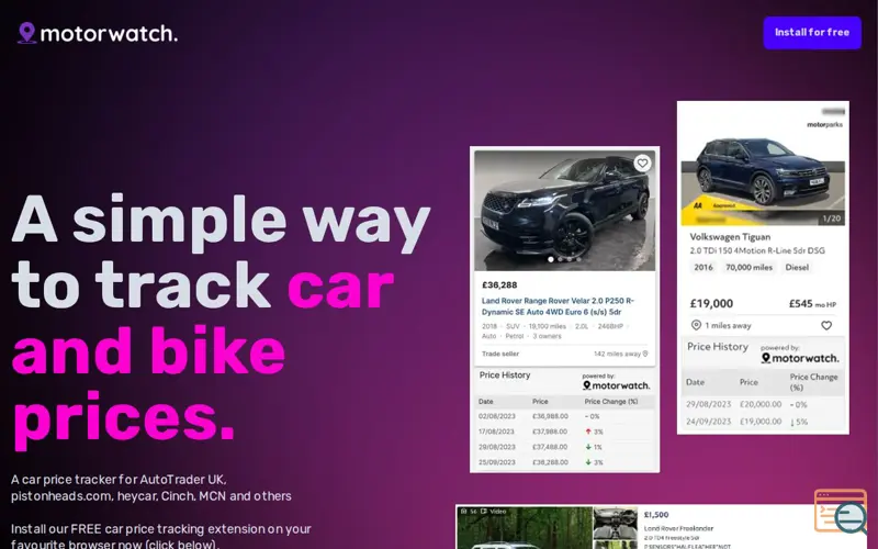 Screenshot of MotorWatch, a launch using cloudabove